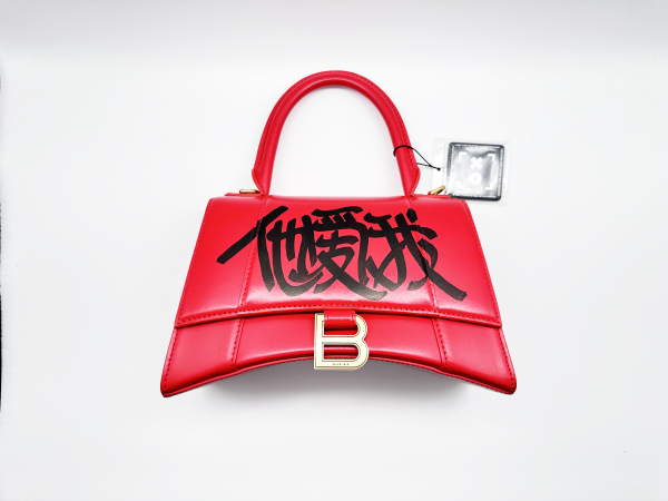 Balenciaga Balenciaga Hourglass Top Handle Bag Graffiti Red Small