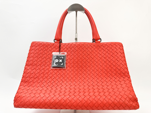 Bottega Veneta Bottega Veneta Intrecciato Leather Roma Tote Red