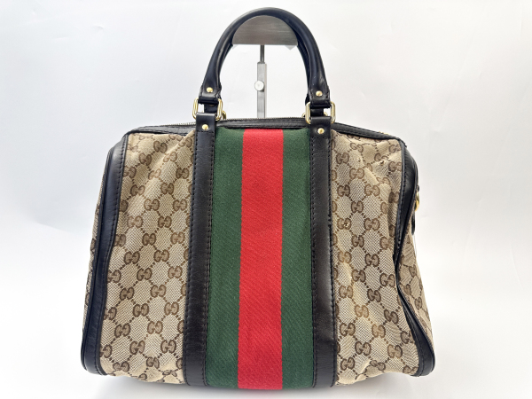Gucci Gucci GG Monogram Web Boston Bag Brown/Green/Red