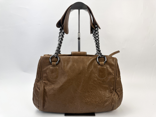 Chanel Chanel Brown Distressed Leather Large CC Chain Shoulder Bag