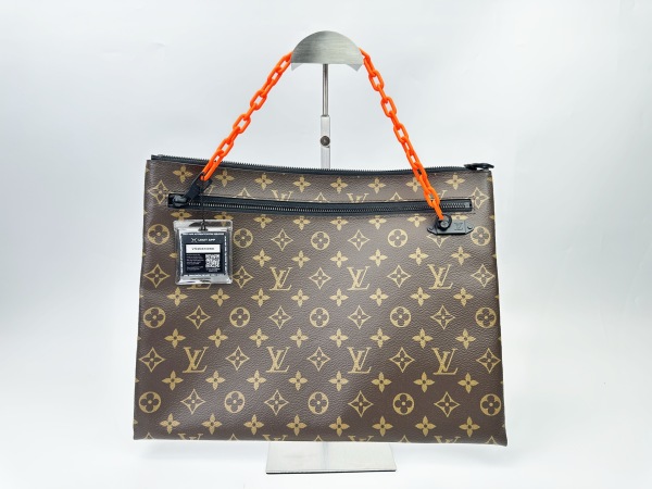 Louis Vuitton Louis Vuitton Monogram Solar Ray A4 Pouch with Orange Chain