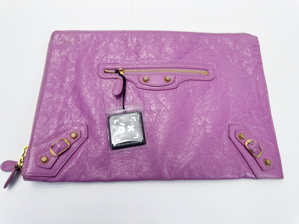 Balenciaga Balenciaga Classic Continental Clutch Leather Purple