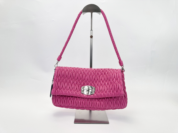 Miu Miu Miu Miu Matelassé Nappa Leather Shoulder Bag with Crystal Embellishment