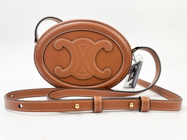 Celine Celine Cuir Triomphe Oval Purse in Smooth Calfskin Tan