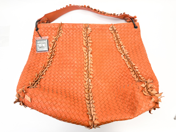 Bottega Veneta Bottega Veneta Intrecciato Woven Leather Fringe Shoulder Bag Orange