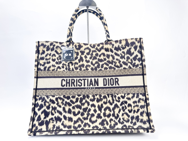Dior Dior Book Tote Leopard Embroidered Canvas Large