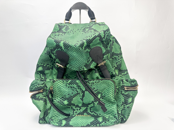 Burberry Burberry Green Python Print Nylon Rucksack