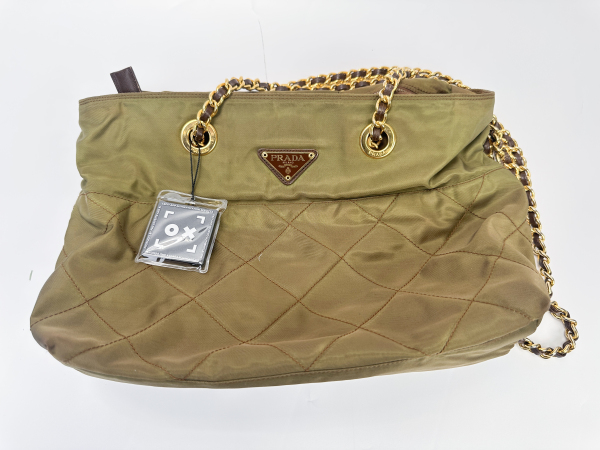 Prada Prada Quilted Nylon Chain Shoulder Bag Olive Green