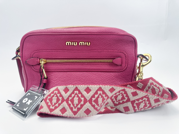 Miu Miu Miu Miu Madras Leather Camera Bag Pink