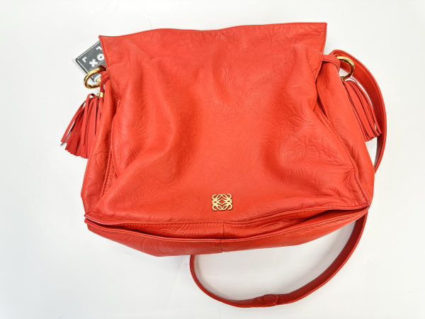 Loewe Loewe Flamenco Knot Hobo Bag Red Leather Embossed