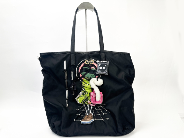 Prada Prada Black Nylon Robot Tote Bag