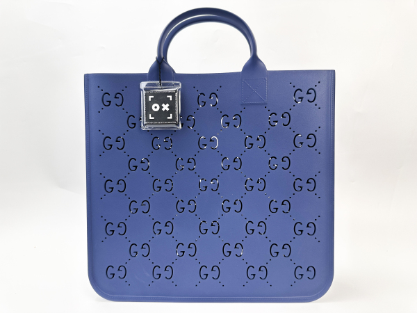 Gucci Gucci Blue Rubber GG Cut-Out Tote Bag