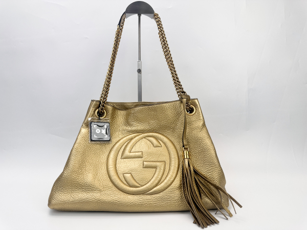 Gucci Gucci Soho Chain Shoulder Bag Metallic Gold Leather
