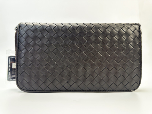 Bottega Veneta Bottega Veneta Intrecciato Leather Zip Around Wallet Dark Brown
