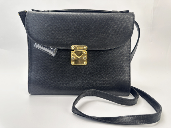 Fendi Fendi Vintage Black Leather Top Handle Bag