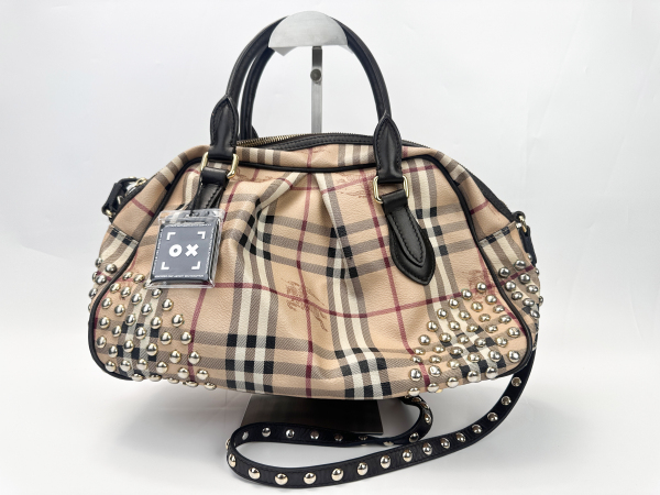 Burberry Burberry Haymarket Check Studded Satchel