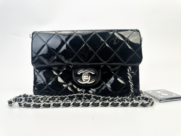 Chanel Chanel Black Quilted Patent Leather Mini Classic Rectangular Flap Bag
