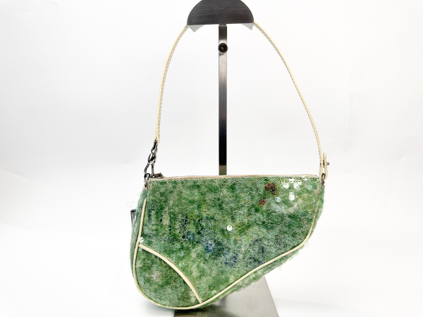 Dior Christian Dior Green Sequined Saddle Pochette