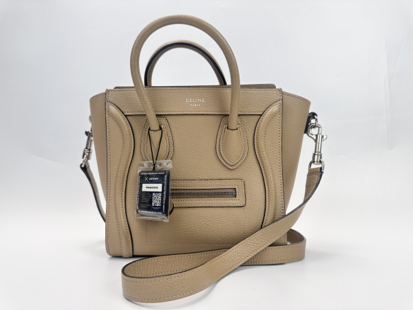 Celine Celine Taupe Grained Calfskin Nano Luggage Bag