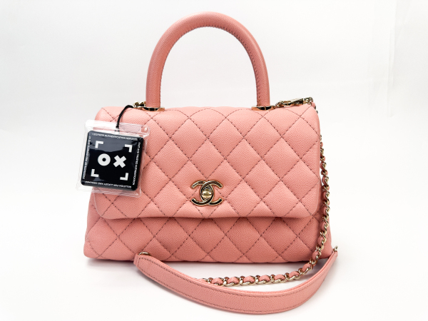 Chanel Chanel Pink Quilted Caviar Leather Coco Handle Small Bag