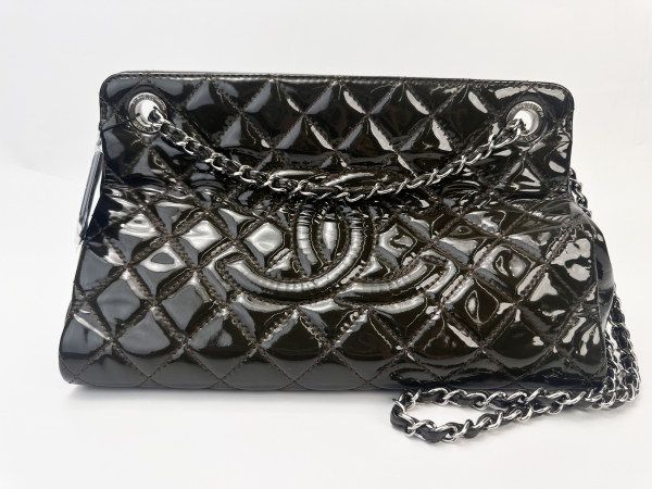 Chanel Chanel Dark Brown Quilted Patent Leather Chain Shoulder Bag