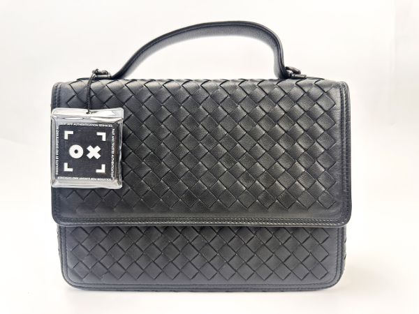 Bottega Veneta Bottega Veneta Black Intrecciato Leather Top Handle Bag