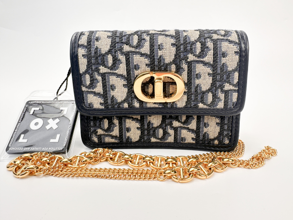 Dior Dior 30 Montaigne Micro Bag Blue Oblique Jacquard