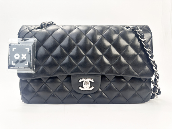 Chanel Chanel Black Quilted Lambskin Classic Flap Bag Silver Hardware