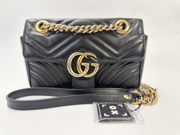 Gucci Gucci GG Marmont Matelassé Shoulder Bag Black Leather Small